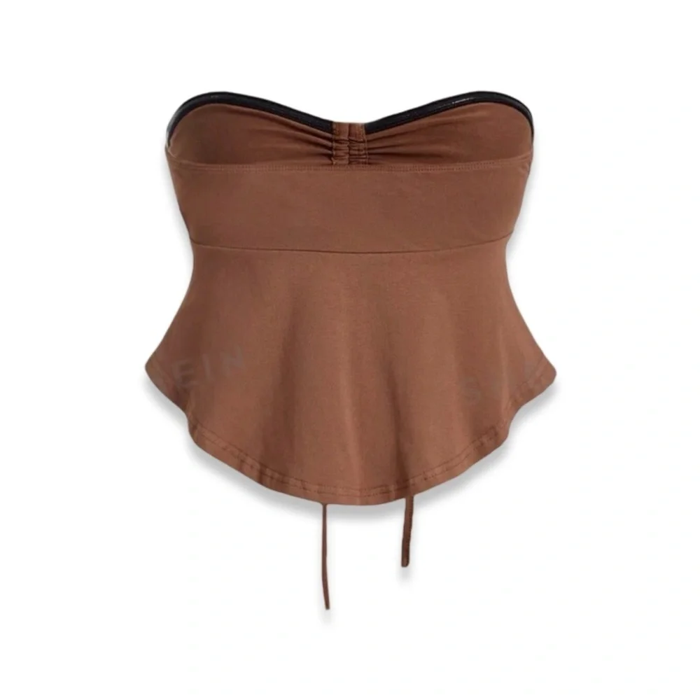 Boho Strapless Pleated Top with front tie | Sweetheart neckline | NWT Sz S_2